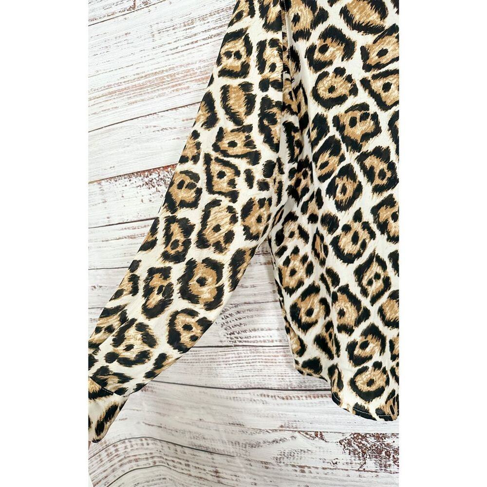 Philosophy Womens Leopard Print Collared Button-Up Blouse Brown Black Size Small - Picture 8 of 12